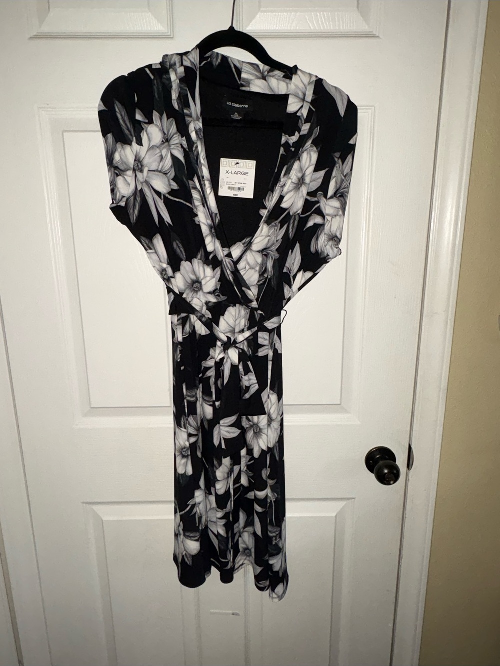 Liz Claiborne Black and White Floral Wrap Dress